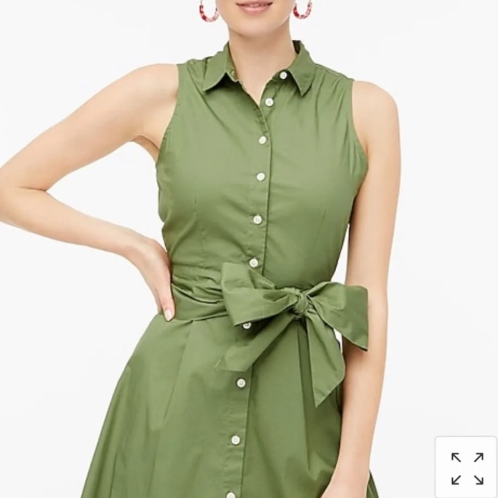 NWT J Crew Sleeveless Button Up Belted Dress in Olive Size 0 - Picture 2 of 8